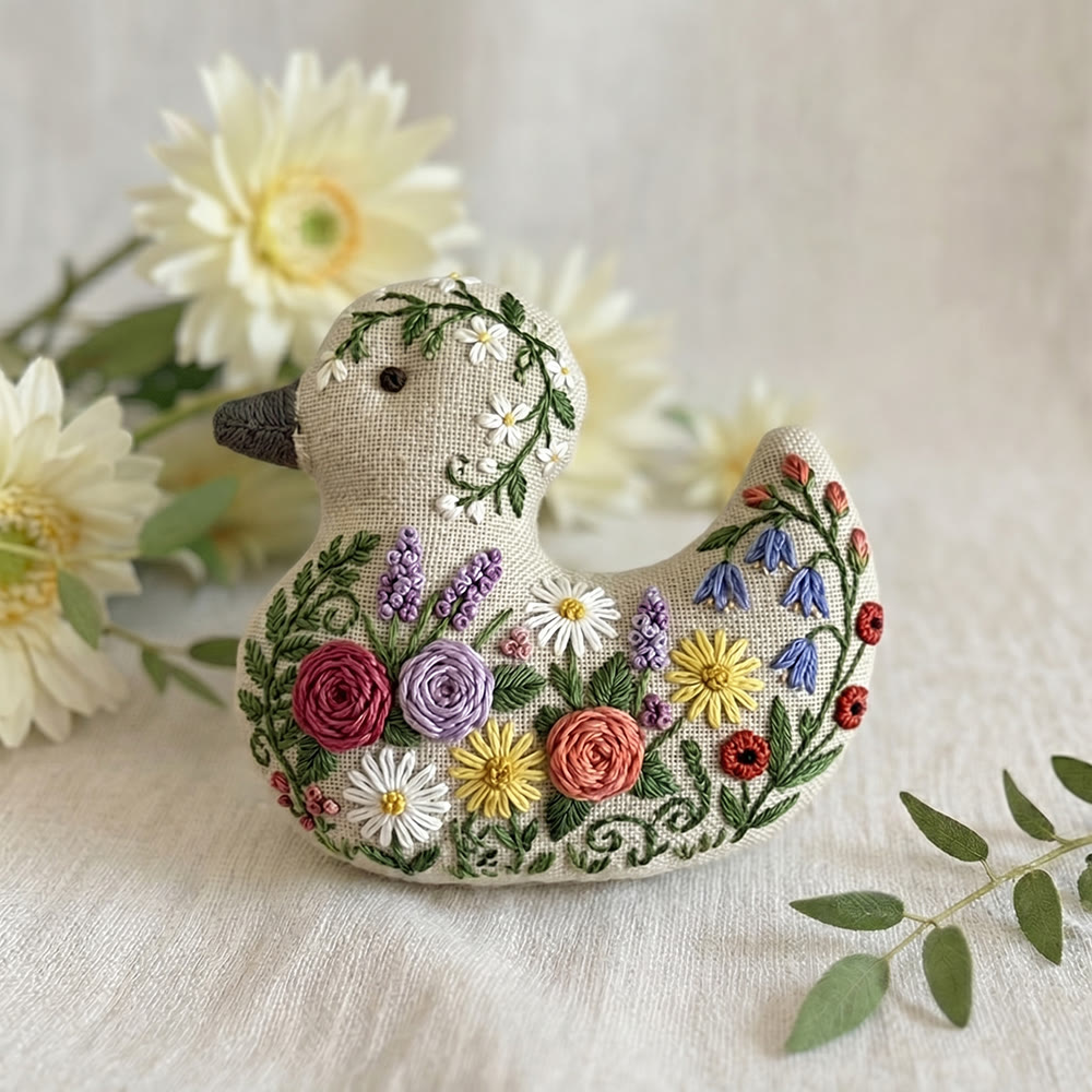 Rubbyoo Duck Embroidery Kit - Blooming Daisy & Rose | Unique Mother Gift Idea | Creative Handmade Art - image 2