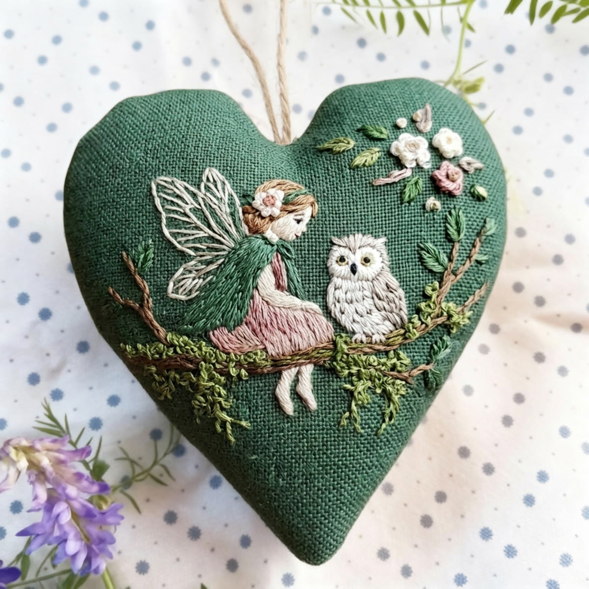 Rubbyoo Heart Embroidery Kit - Fairy And Little Owl | Whimsical Art Decor | Creative Handmade Gift  - image 2