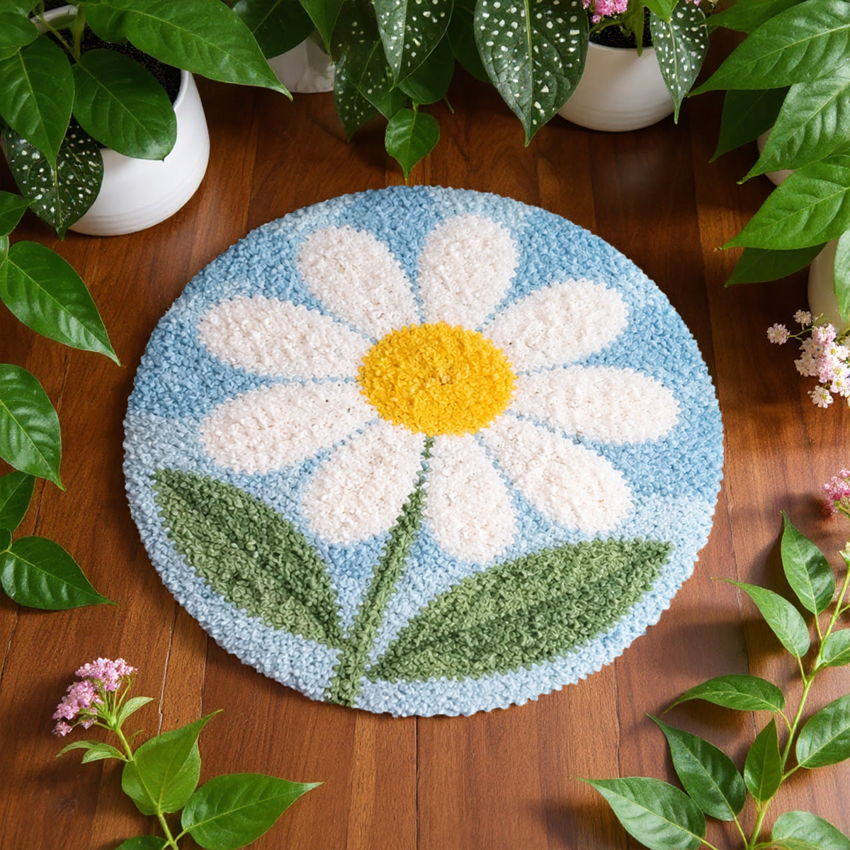 Rubbyoo Latch Hook Rug Kit - Little Flower | Floral Bedroom Mat | Nice Birthday Gift  - image 6