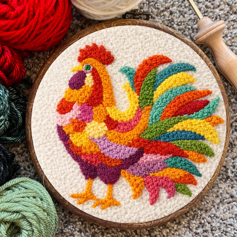 Vivid Rooster Punch Needle Kit - Simple Handcraft | Must-have Gift Option - image 9