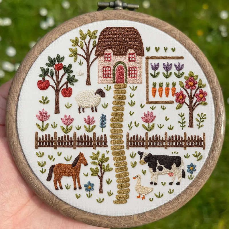 Rubbyoo Embroidery Kit - Harvest Farm | Beautiful Landscape Craft | Perfect Needle Set For Beginner - image 6