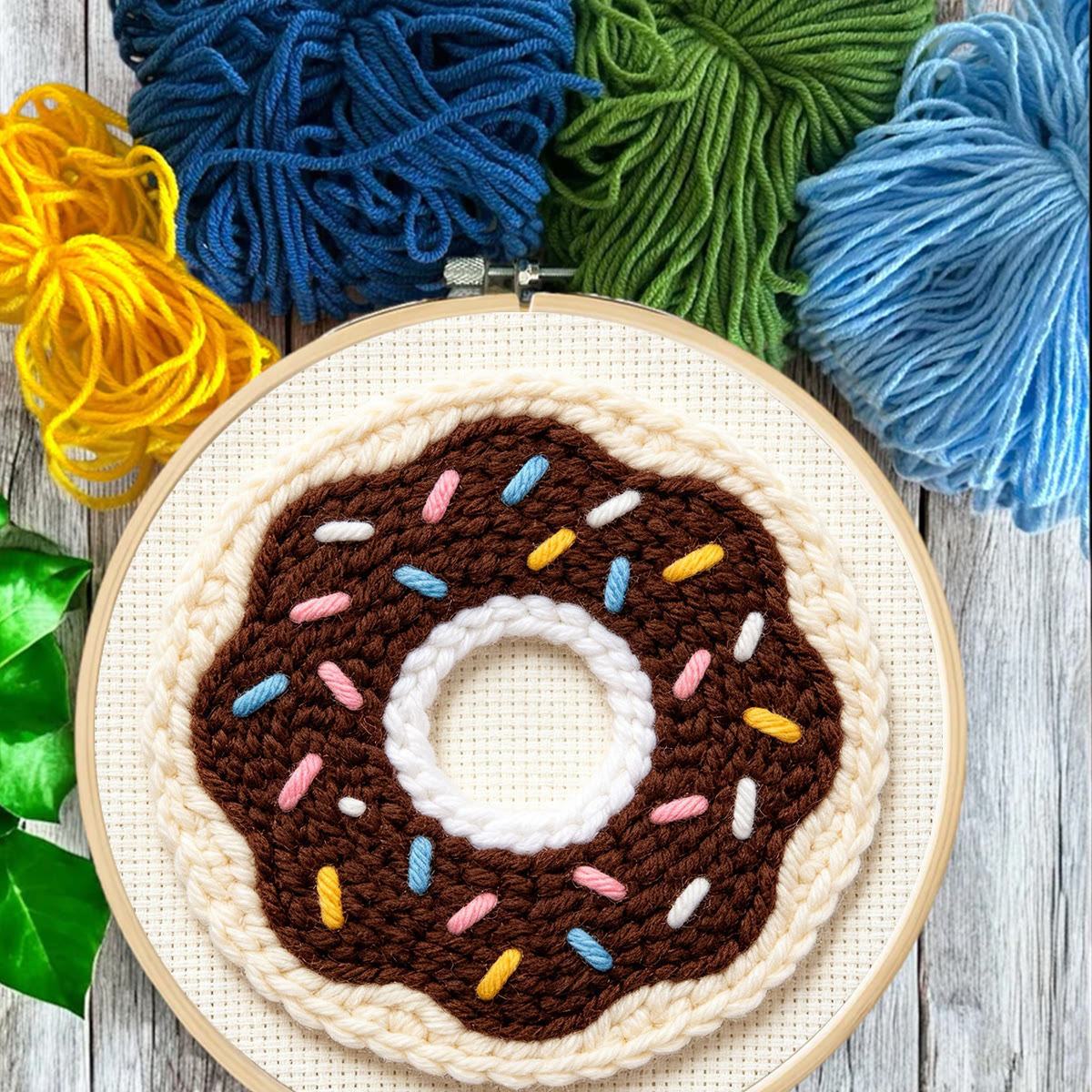 Cute Doughnut Punch Needle Kit - Hand-stitched Present For Her  | Special Dessert Theme Mug Rug - image 6