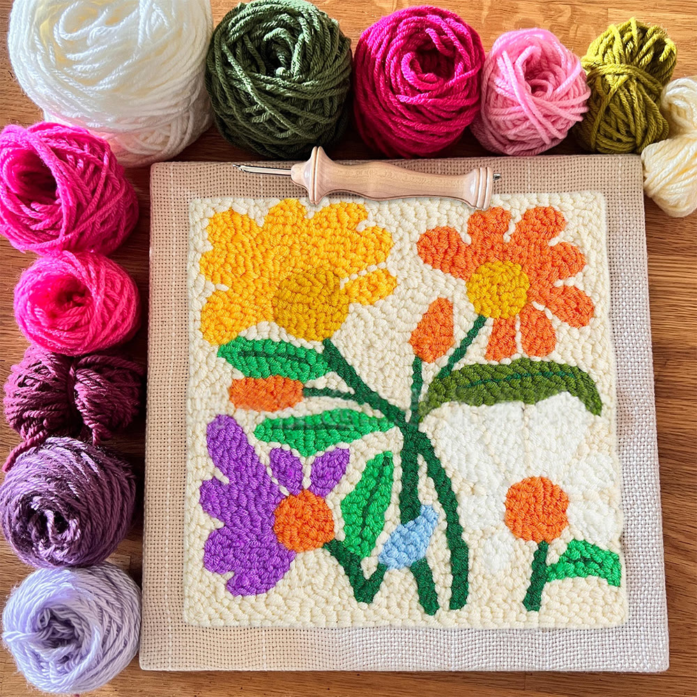 Stunning Flower Square Punch Needle Kit - Decorative Handmade Craft | Diy Floral Gifts - image 7