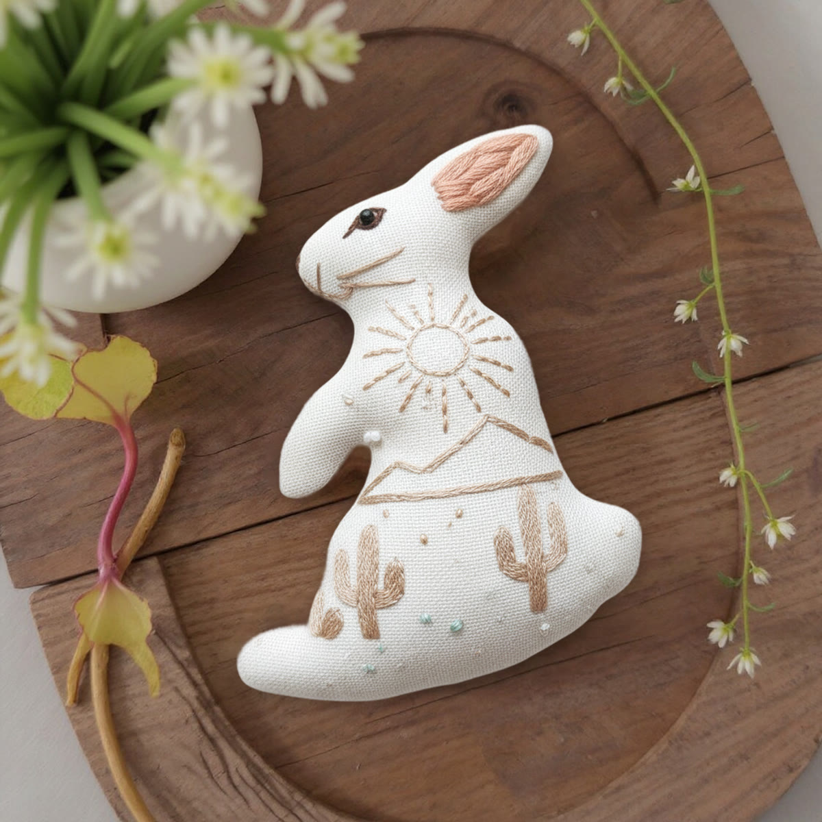 Rubbyoo Rabbit Embroidery Kit - Desert Cactus | Diy Landscape Craft | Beginner Stitch Decoration - image 7