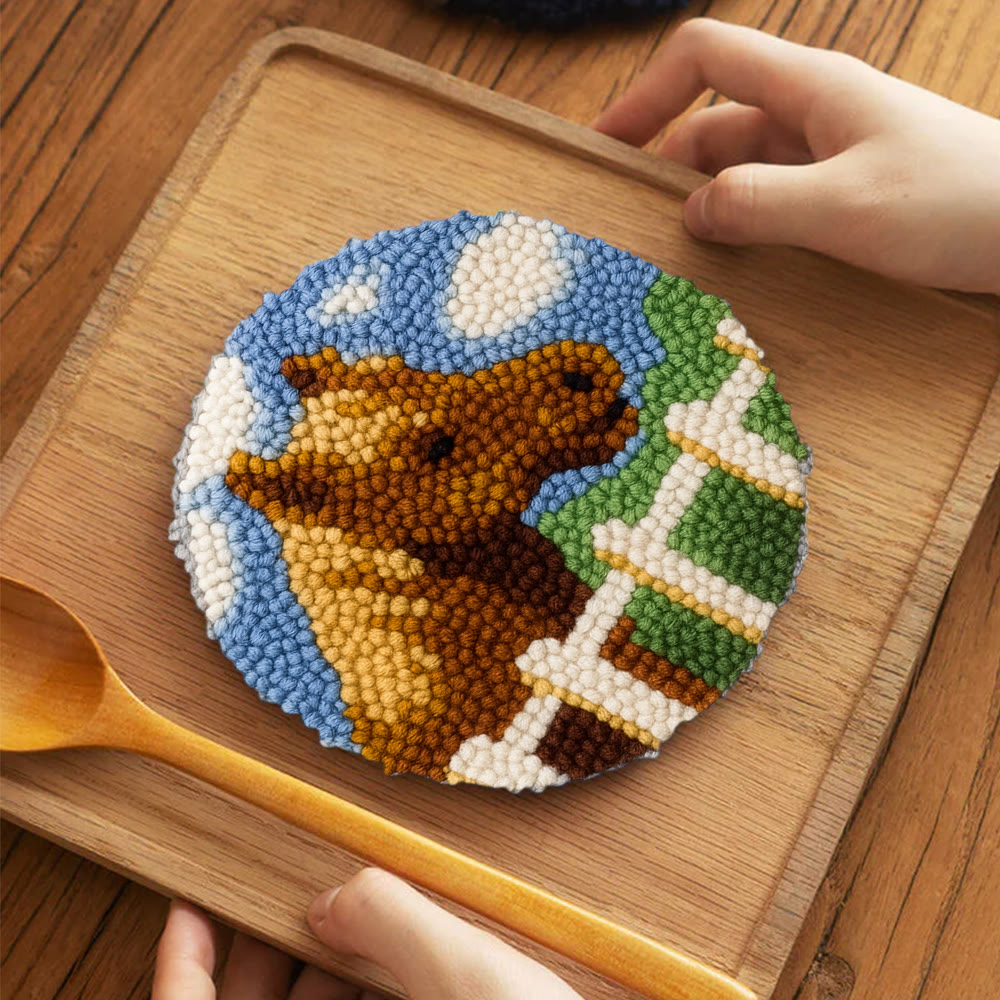 Horse Pasture Punch Needle Kit - Rustic Handcraft Gift |  Artisan-Crafted Art - 5 inch Coaster Kit - image 6