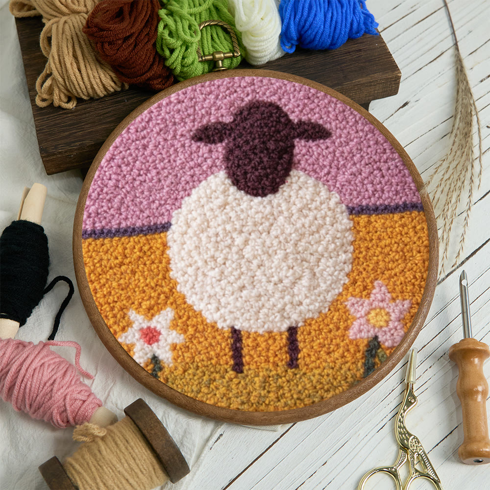 Lovely Sheep Punch Needle Kit - Diy Animal Design | Wall Hanging Decor - image 5