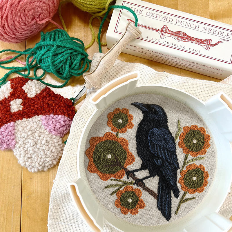  Sunflower Crow Punch Needle Kit - Diy Bird Handicraft | Decorative Hoop Art  - image 7