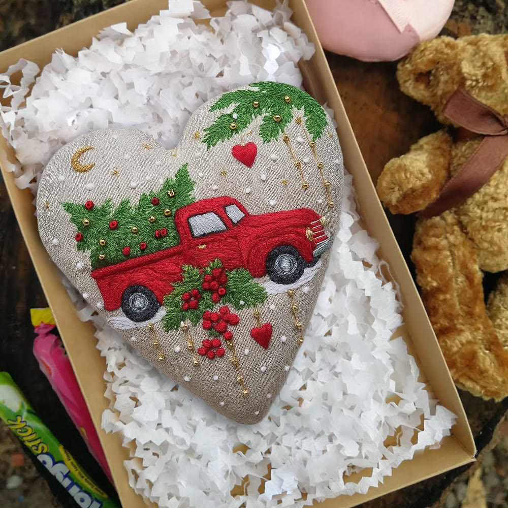 Rubbyoo Heart Embroidery Kit - Christmas Truck | Diy Christmas Stitch | Perfect Handmade Gift  - image 10
