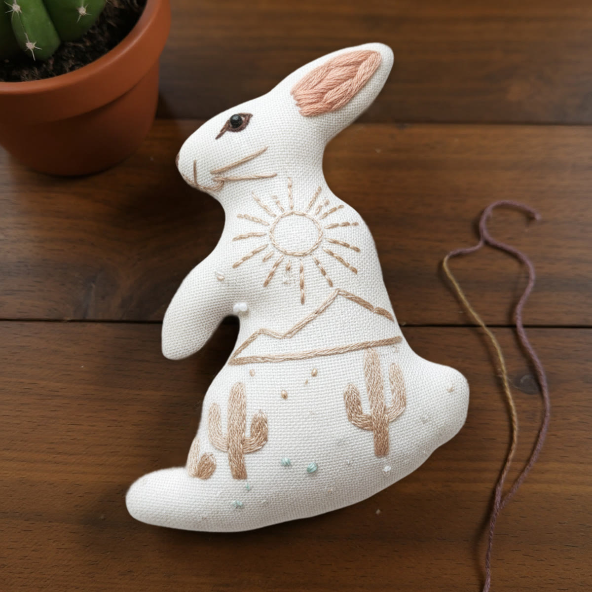 Rubbyoo Rabbit Embroidery Kit - Desert Cactus | Diy Landscape Craft | Beginner Stitch Decoration - image 5