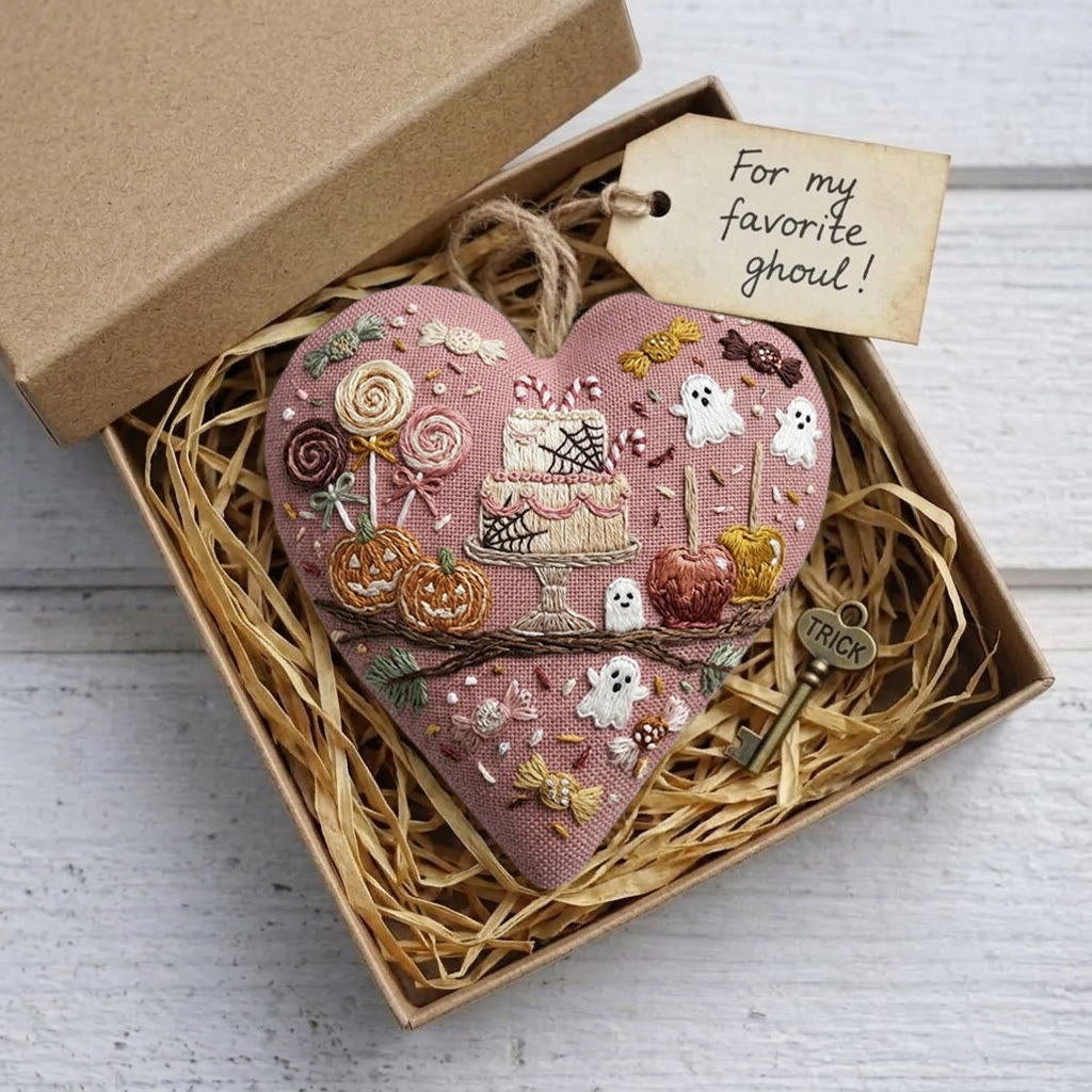 Rubbyoo Heart Embroidery Kit - Spiderweb Cake | Trick-or-treat Gift | Halloween Party Decor - image 4