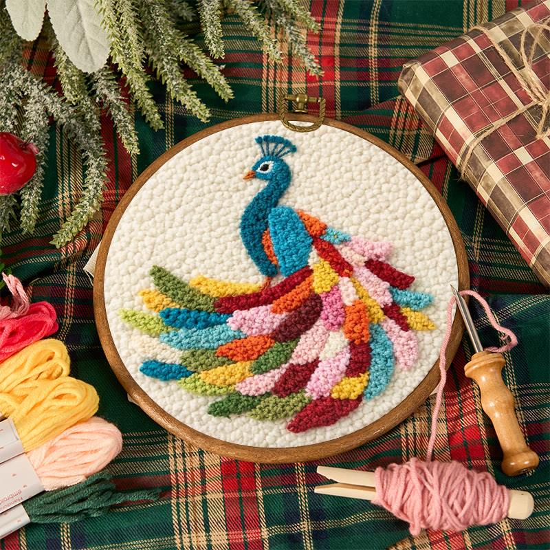 Colorful Peacock Punch Needle Kit - Playful Handcraft | Top Gifting Choice - image 12