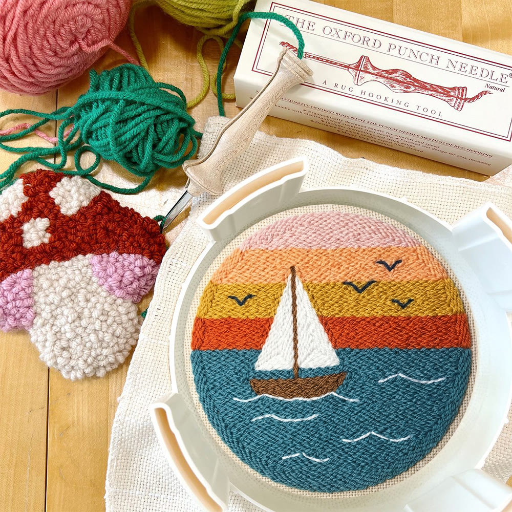Sunset & Boat Punch Needle Kit - Beginner Friendly Craft Set | Ethereal Special Collection - image 11