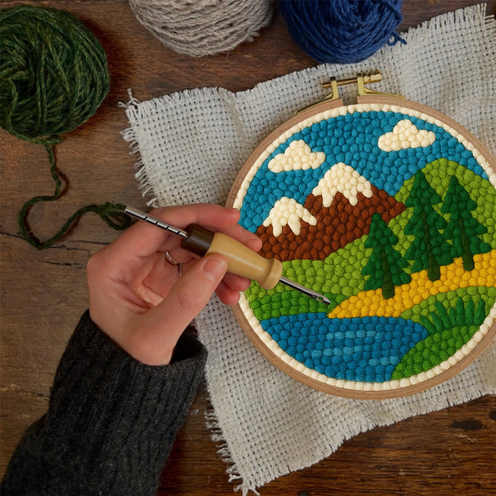 Mountain Lake Landscape Punch Needle Kit – Beginning Project | Playful Decorative Hanging - image 11