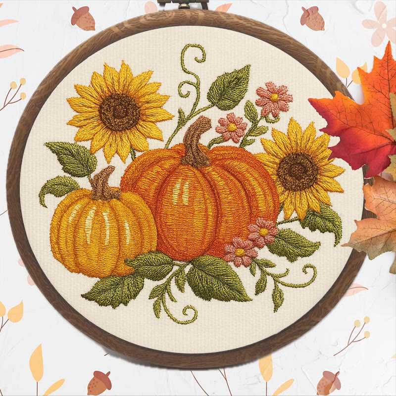 Rubbyoo Embroidery Kit - Sunflower Pumpkin | Diy Helloween Craft | Easy Beginner Needlework - image 6