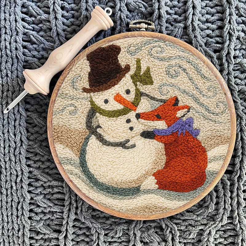 Fox And Snowman Punch Needle Kit - Winter Animal Artwork | Unique Christmas Collection  - image 9