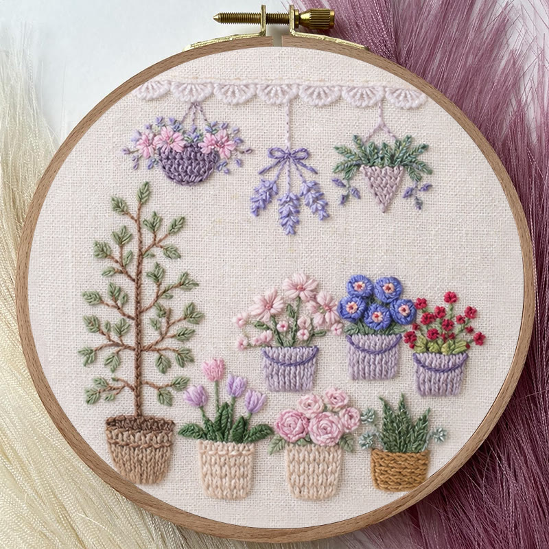 Rubbyoo Embroidery Kit - Tabletop Potted Garden | Relaxing Handwork | Fresh Home Accent - image 6