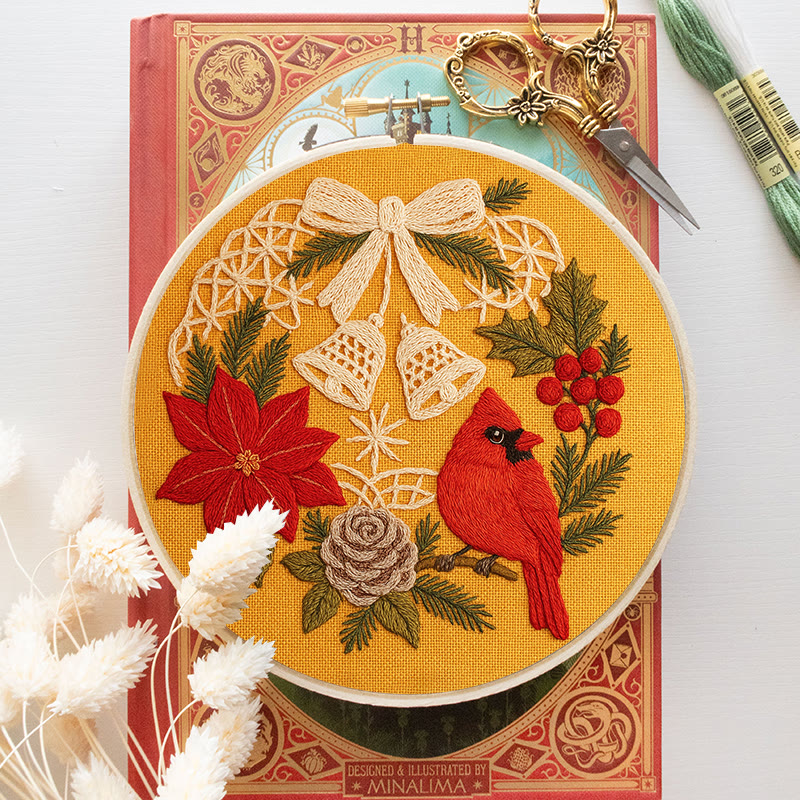 Rubbyoo Embroidery Kit - Christmas Celebration | Cardinal Bird Handicraft | Decorative Hoop Art - image 8