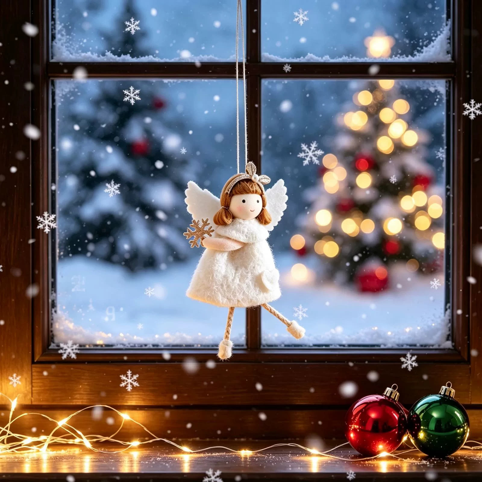Rubbyoo 3 Pcs Angel Doll Ornaments - Sweet Girl | Christmas Doll Hanging | Cute Pendant Gift  - White - image 4