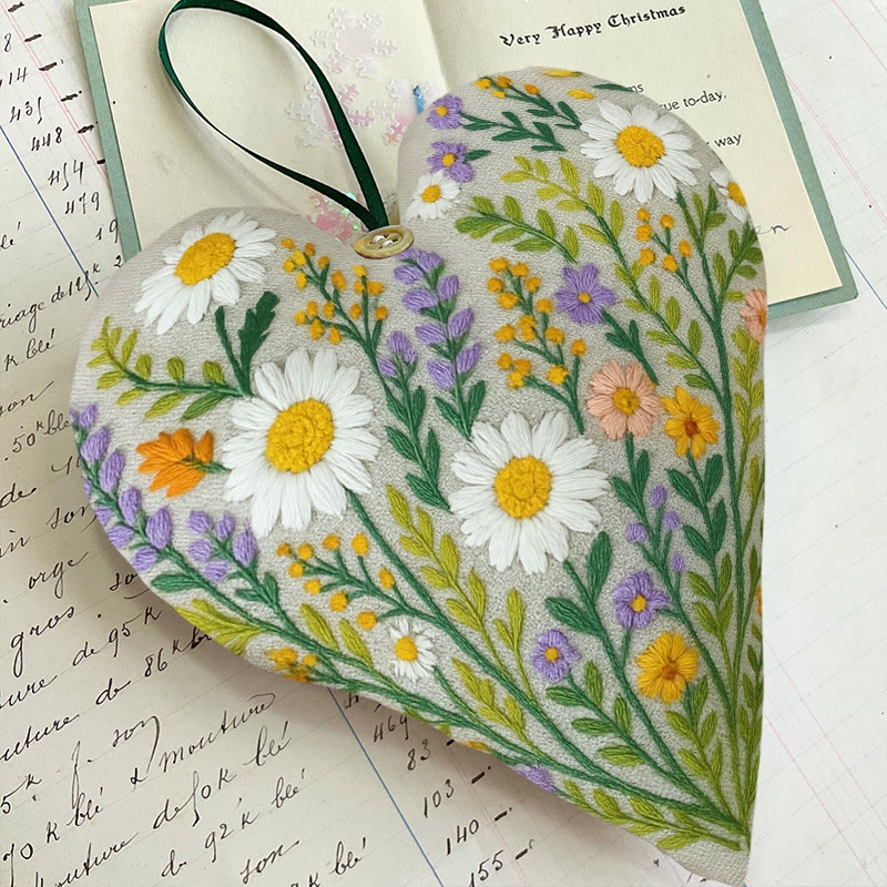 Rubbyoo Heart Embroidery Kit - Wildflower Bounty | Nature-inspired Hand Stitch | Artisanal Home Decor - image 6