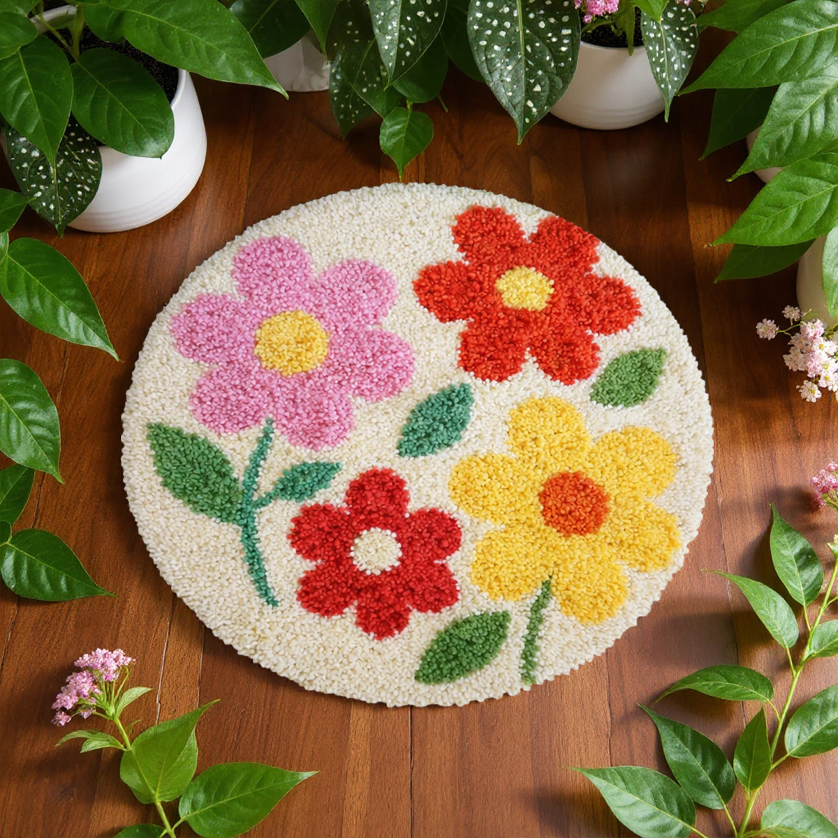 Rubbyoo Latch Hook Rug Kit - Colorful Flowers | Botanical Accent Rug | Diy Gift For Her - image 6