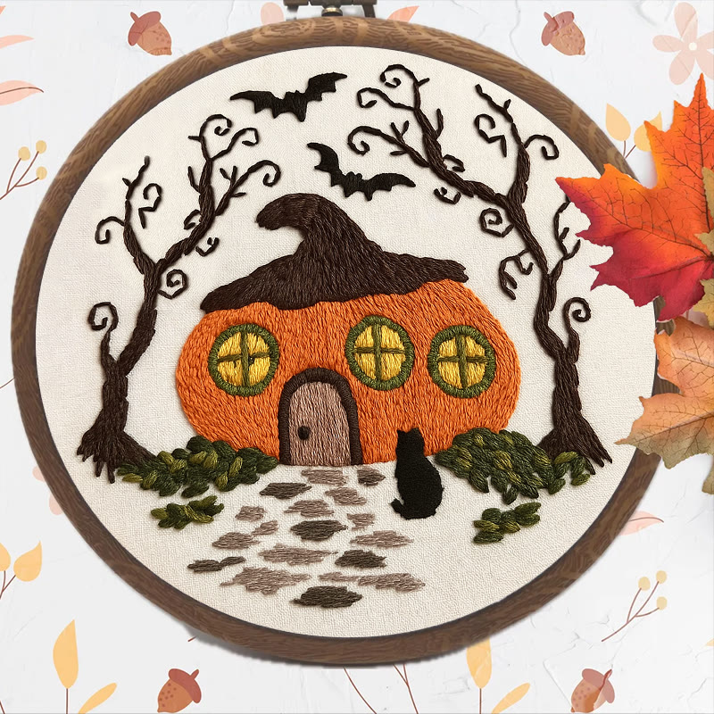 Rubbyoo Embroidery Kit - Mysterious Pumpkin House | Handmade Gifts For Helloween | Spooky Sewing Craft   - image 9