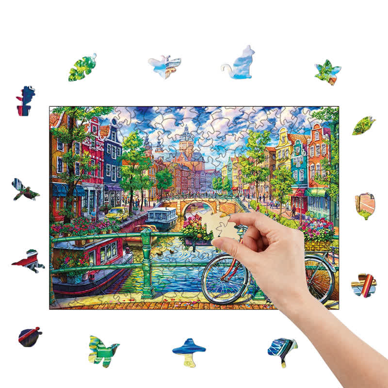 Rubbyoo Amsterdam Canal - Wooden Jigsaw Puzzle