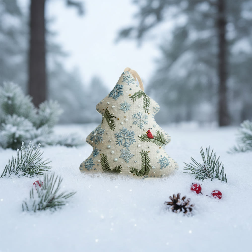 Rubbyoo Tree-shaped Embroidery Kit - Blue Snowflake-Cardinal | Easy Beginner DIY Stitchwork | Approachable Holiday Craft - image 10