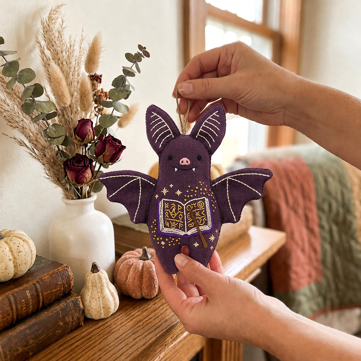 Rubbyoo Bat Embroidery Kit - Open Spell Book | Halloween Party Favor | Window Hanging Decor - image 8