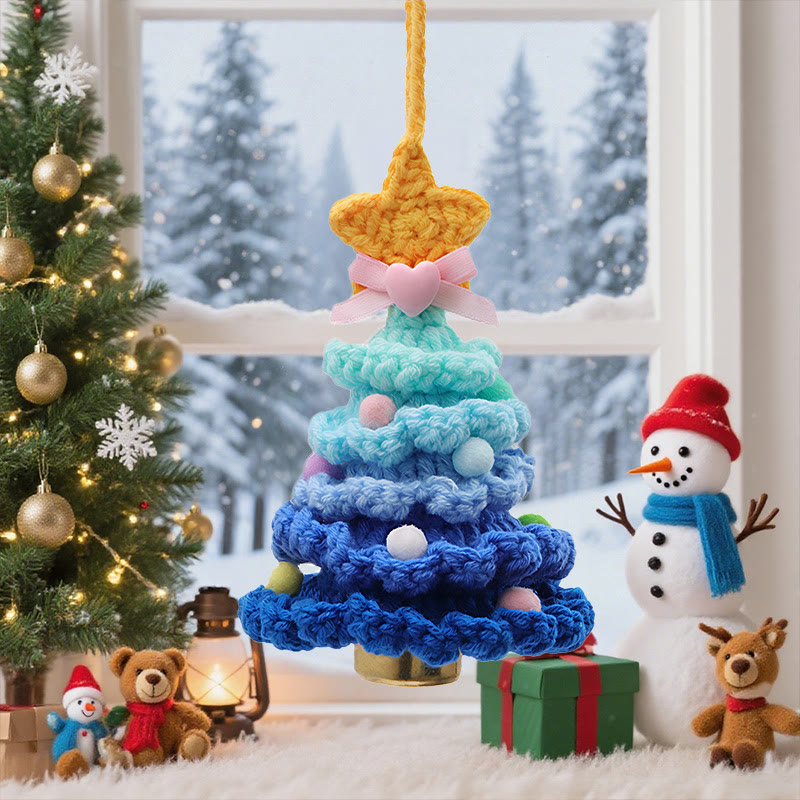 Rubbyoo Colorful Xmas Tree Hanging - Handmade Crochet Christmas Ornament | Festive Party Accent - Blue - image 6