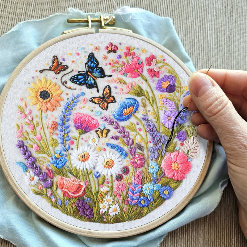 Rubbyoo Embroidery Kit - Beautiful Wildflowers | Floral Hoop Art | Diy Anniversary Craft - image 10