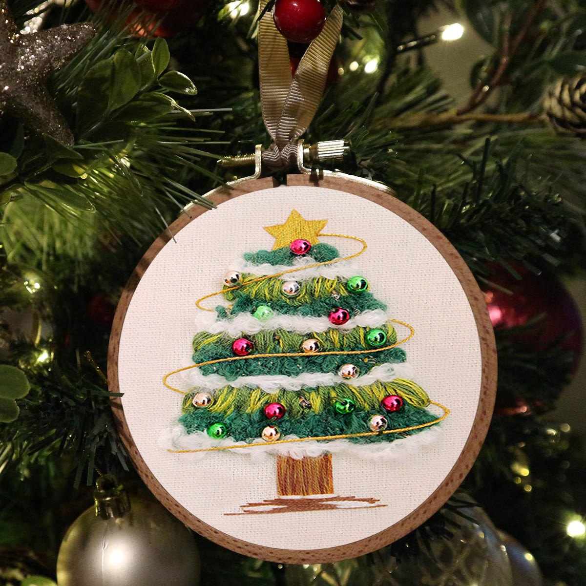 Rubbyoo Embroidery Kit - Shining Christmas Tree | Festive Holiday Decor | Perfect Needle Craft  - image 6