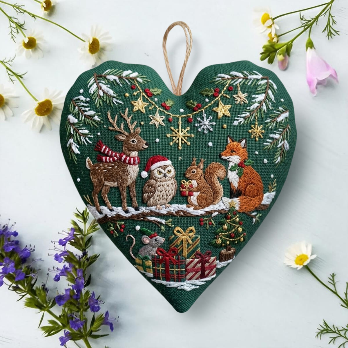 Rubbyoo Heart Embroidery Kit - Cheerful Christmas Party | Romantic Forest Landscape Art | Meaningful Gift For Cherished Togetherness - image 3