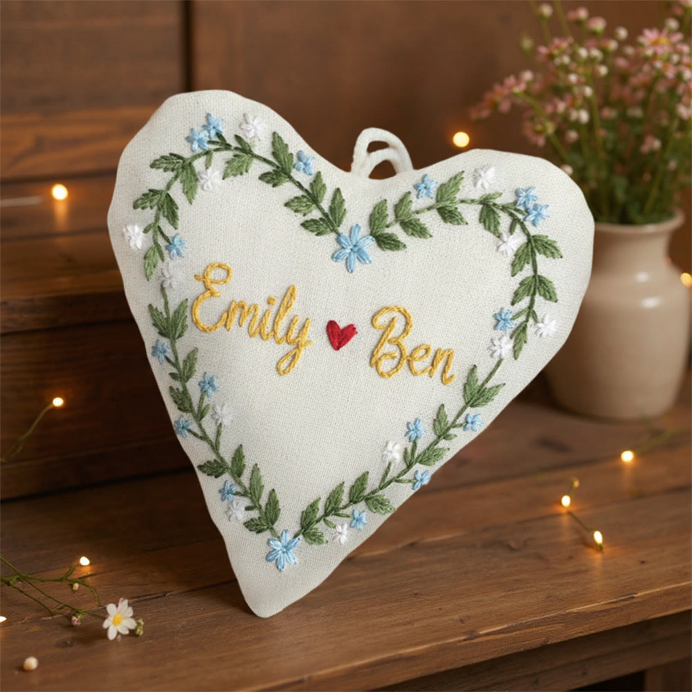 Rubbyoo Heart Embroidery Kit - Custom Dual Name With Heart Accent | Exquisite Pendant | Intimate Gifting Selection - image 6