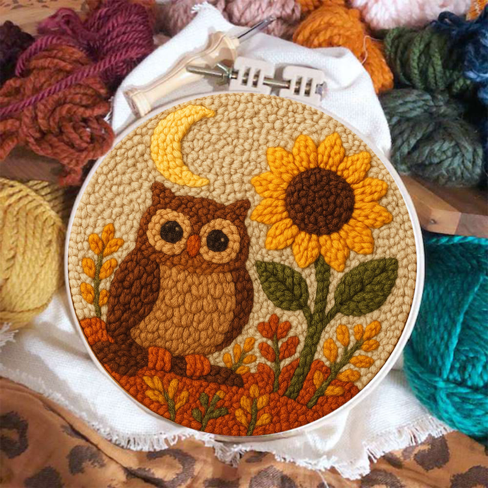 Autumn Owl Sunflower Punch Needle Kit - Gift For Diy Enthusiasts | Cozy Home Decor  - image 6