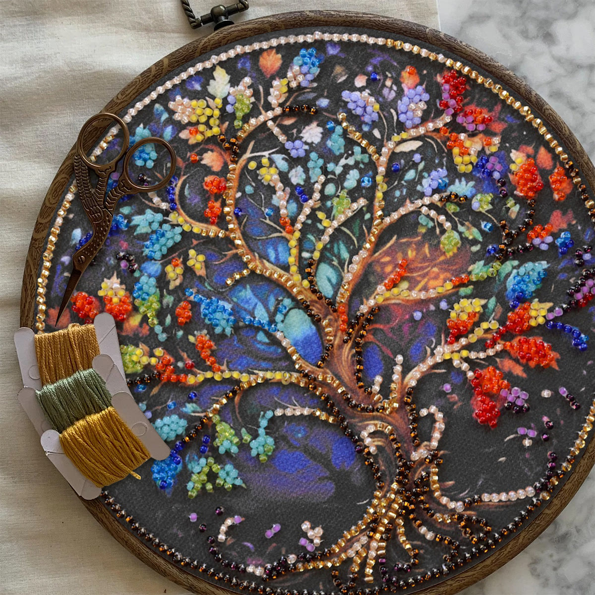 Rubbyoo Bead Embroidery Kit - Tree Of Life | Fantastic Needle Artwork | Craft For Home Adornment - image 7