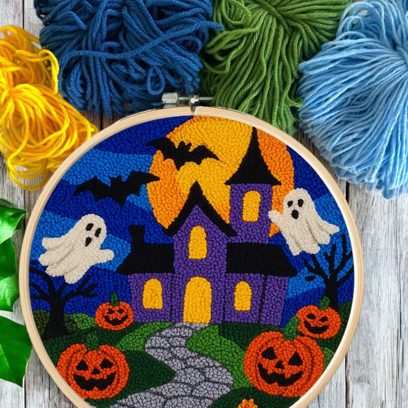 Halloween Night Punch Needle Kit - Spooky Castle Craft | Diy Needle Artwork - image 5