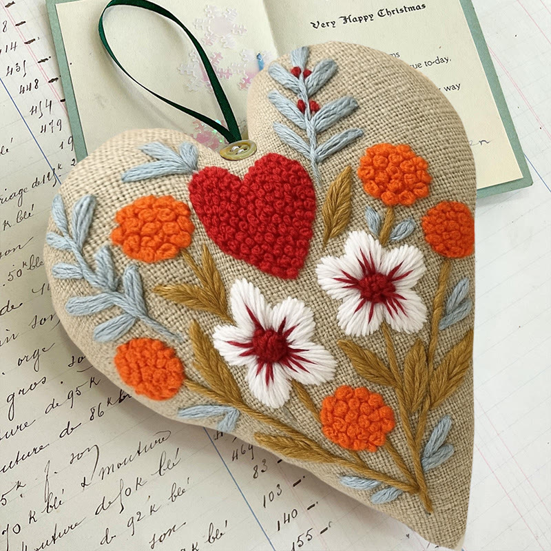 Rubbyoo Heart Embroidery Kit - Floral Love | Diy Hanging Craft For Lover | Perfect Handmade Ornament - image 6