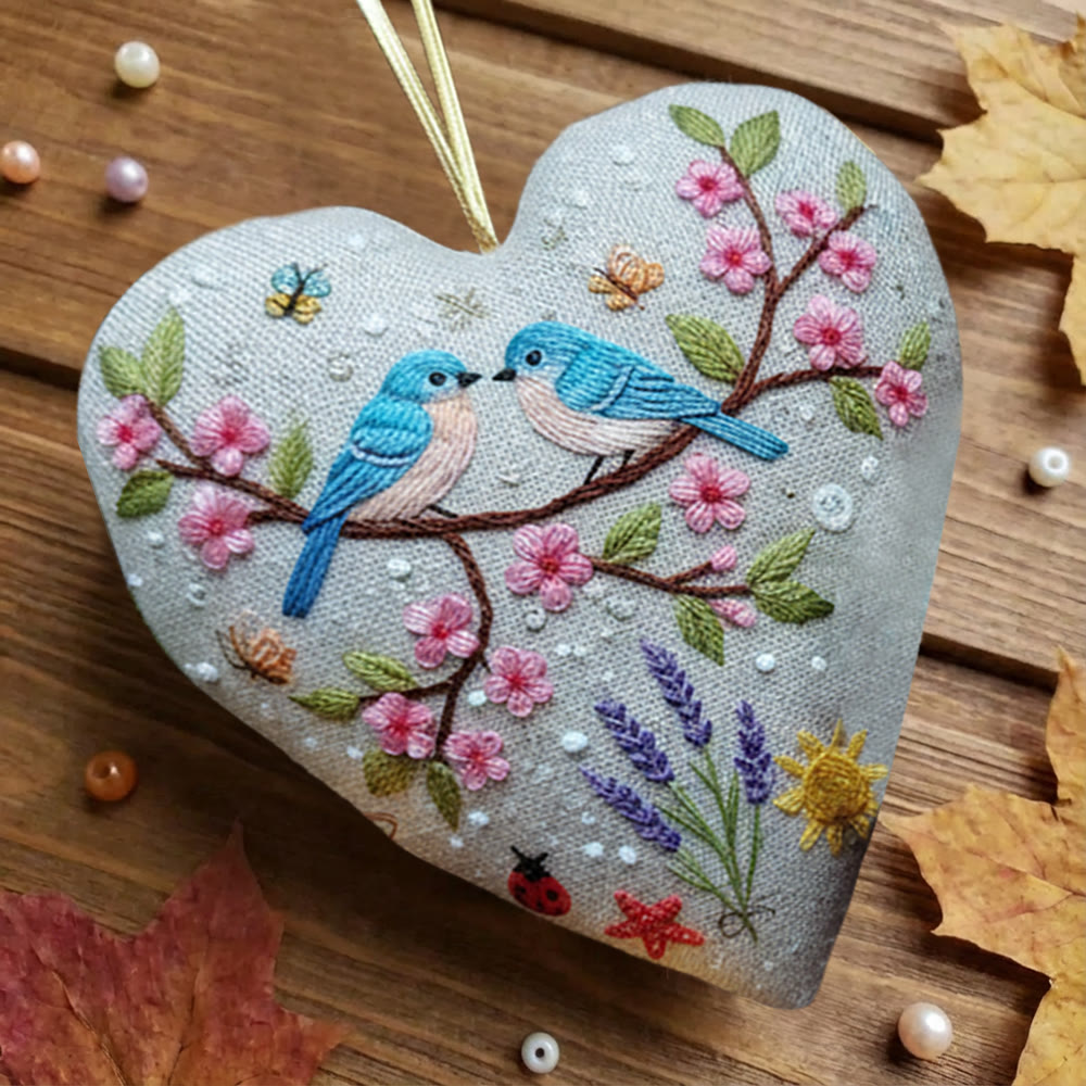 Rubbyoo Heart Embroidery Kit - Cherry Blossom Pair Birds | Romantic Handcraft | Perfect Date Gift Option - image 7