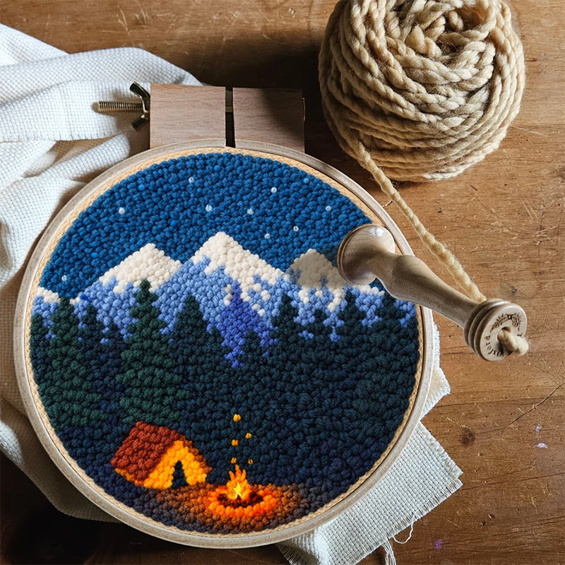 Mountain Campfire Punch Needle Kit - Leisure Handcraft Experience | Cozy Home Matching Piece - image 11