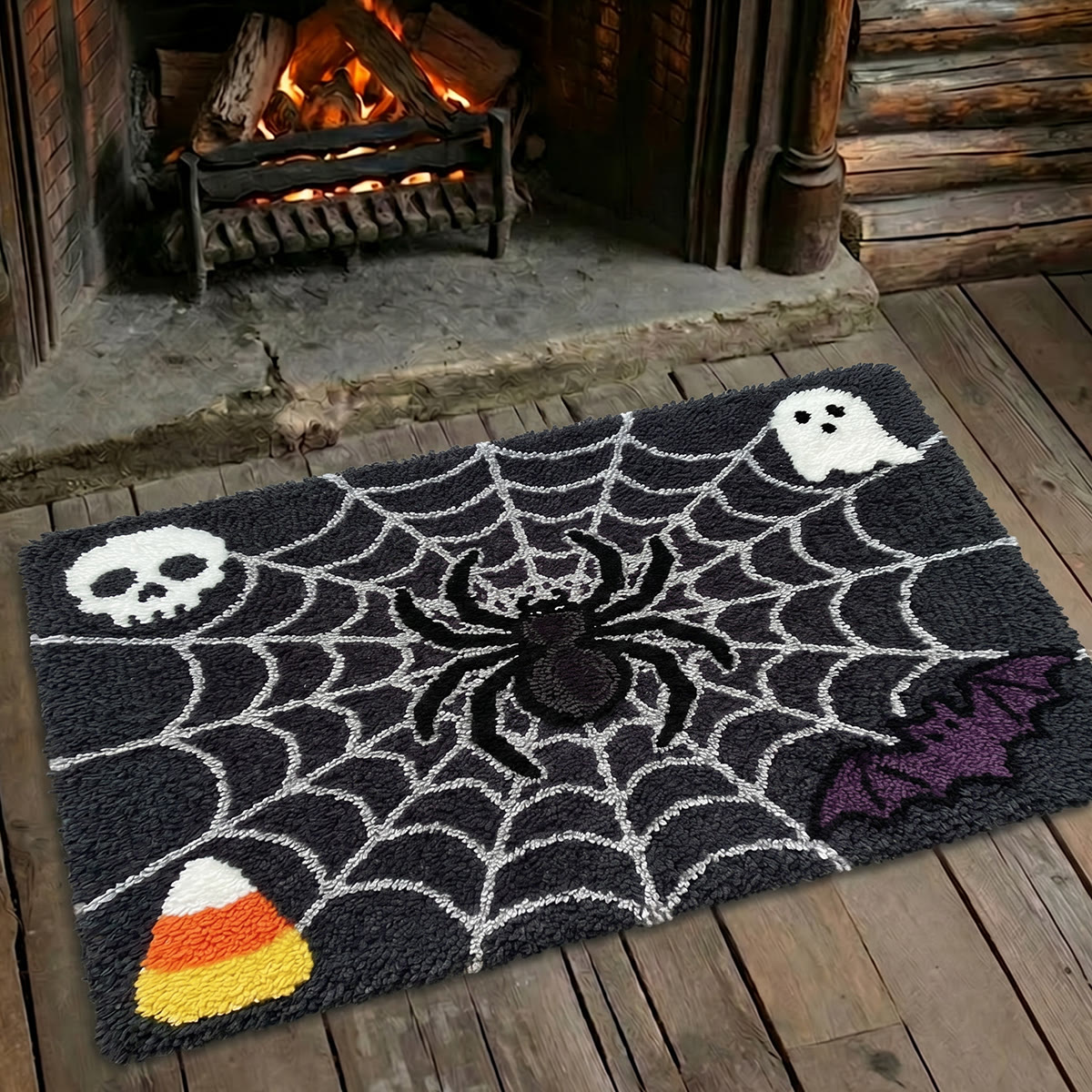 Rubbyoo Latch Hook Rug Kit - Big Black Spider | Handmade Gift For Her | Halloween Holiday Spooky Mat   - image 7