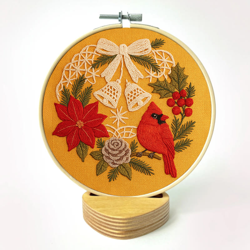 Rubbyoo Embroidery Kit - Christmas Celebration | Cardinal Bird Handicraft | Decorative Hoop Art - image 12