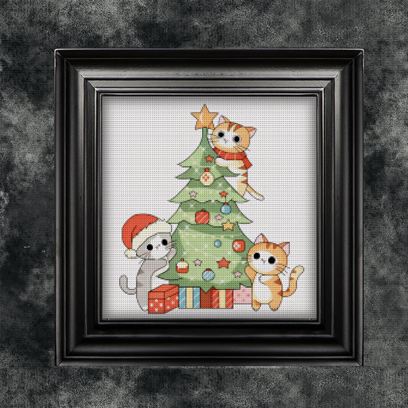 Cross Stitch Kit - Kitten Christmas Tree | Adorable Handmade Art | Unique Wall Hanging Ornament - image 4