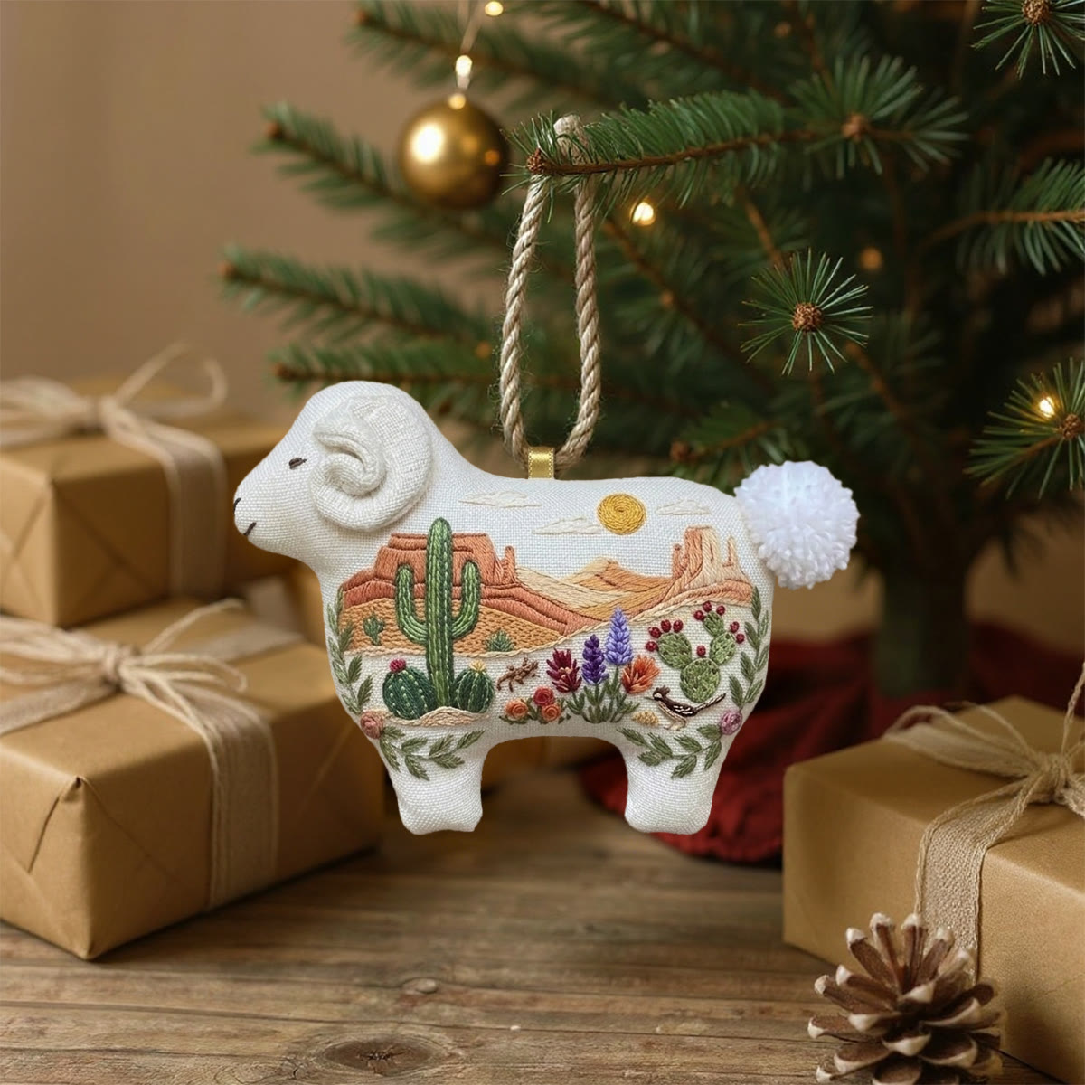 Rubbyoo Lamb-shaped Embroidery Kit - Sunset Desert | Unique Sewing Doll Project | Decorative Sheep Ornament - image 6