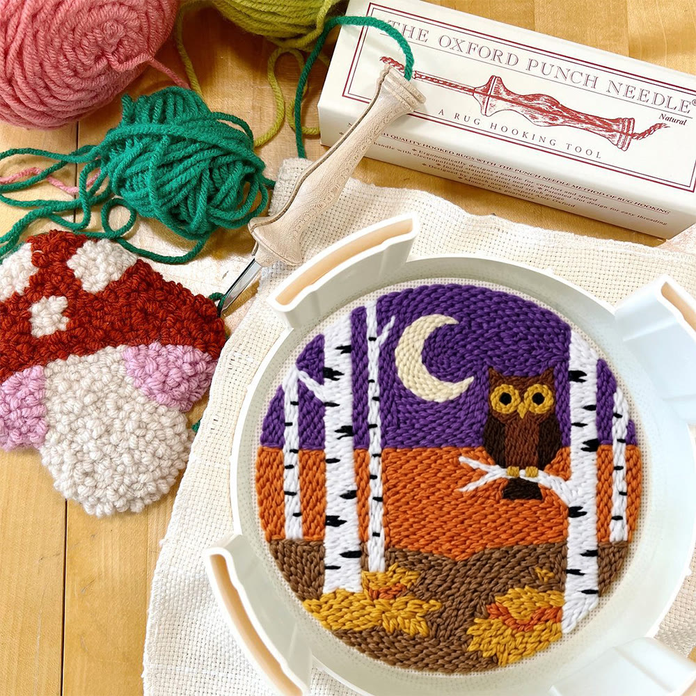 Owl & Birches King Punch Needle Kit - Whimsical Easy-to-do Craft Gift | High Saturation Style Studio Ornament - image 11