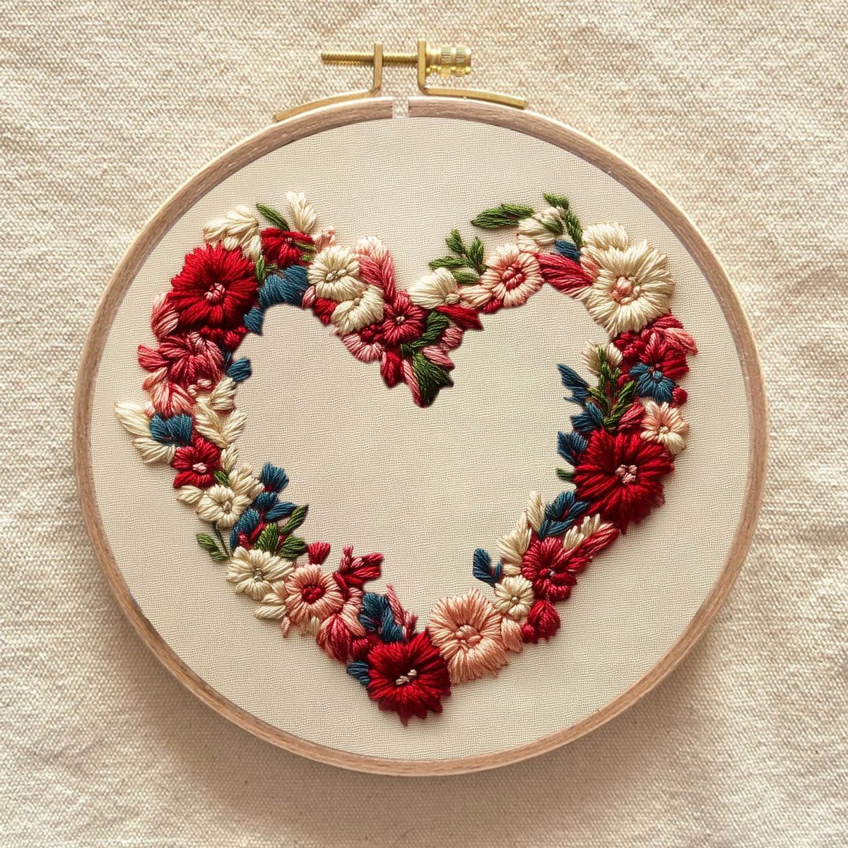 Rubbyoo Embroidery Kit - Red Floral-wreathed Heart | Valentine's Gifting Choice | Heartfelt Handcrafted Creation - image 9