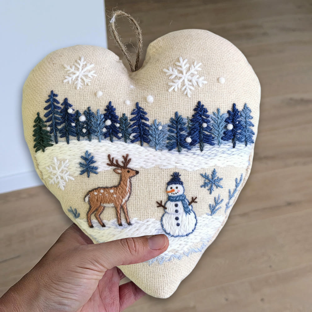 Rubbyoo Heart Embroidery Kit - Deer And Snowman | Handmade Winter Craft | Diy Home Decoration  - image 9