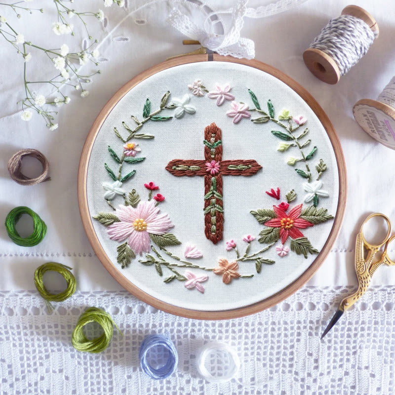 Rubbyoo Embroidery Kit- Floral Cross - image 8