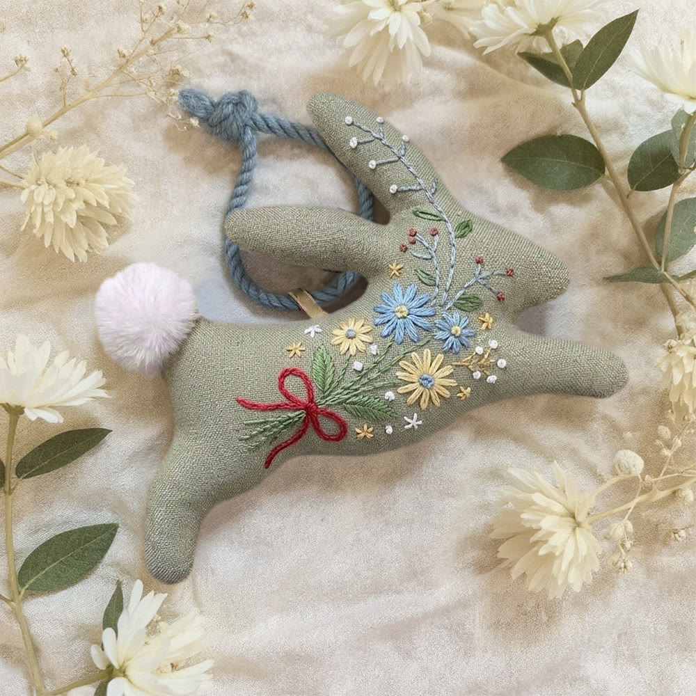 Rubbyoo Rabbit Embroidery Kit - Floral Forest | Warm Toned Charm | Cute Gift Idea - image 3