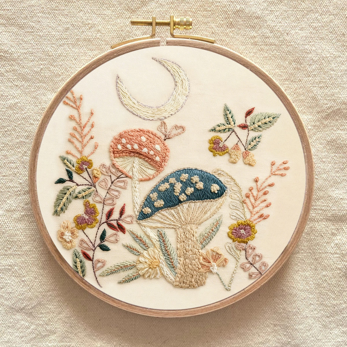 Rubbyoo Embroidery Kit - Mushroom With Moon | Diy Hoop Art | Perfect Needle Craft For Beginner  - image 7