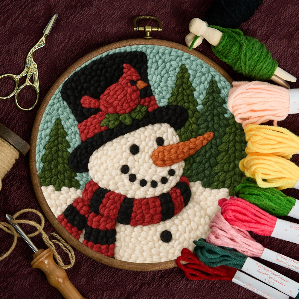 Snowman with Cardinal Punch Needle Kit – Cozy Winter DIY Gift | Handmade Holiday Keepsake - image 11